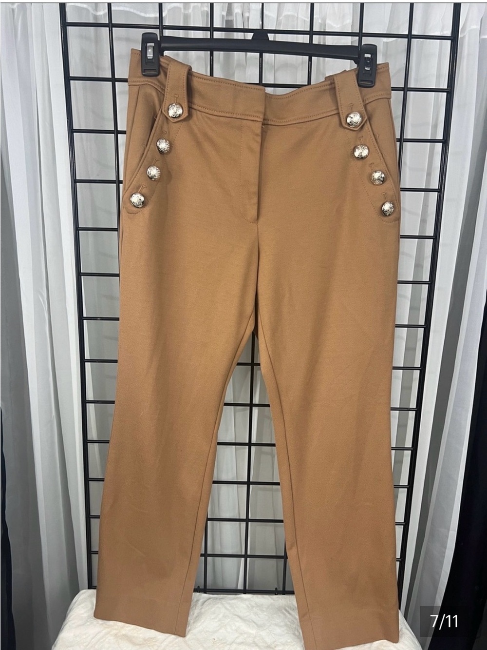 Classic Jolie Slim Ankle Trousers with nautical buttons on pockets & belt loops